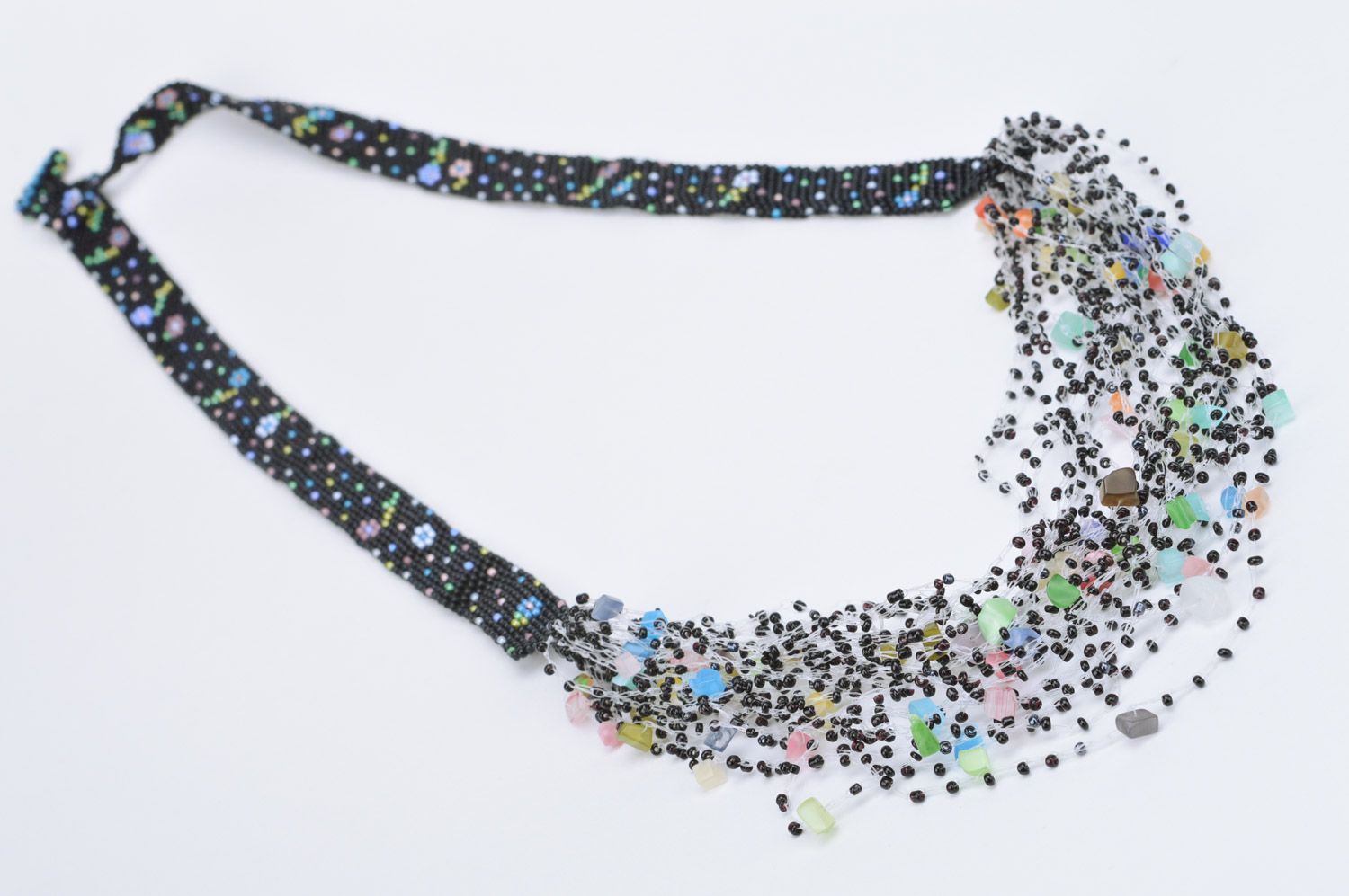 Accessoire multicolore collier en perles de rocaille fait main cadeau femme photo 2