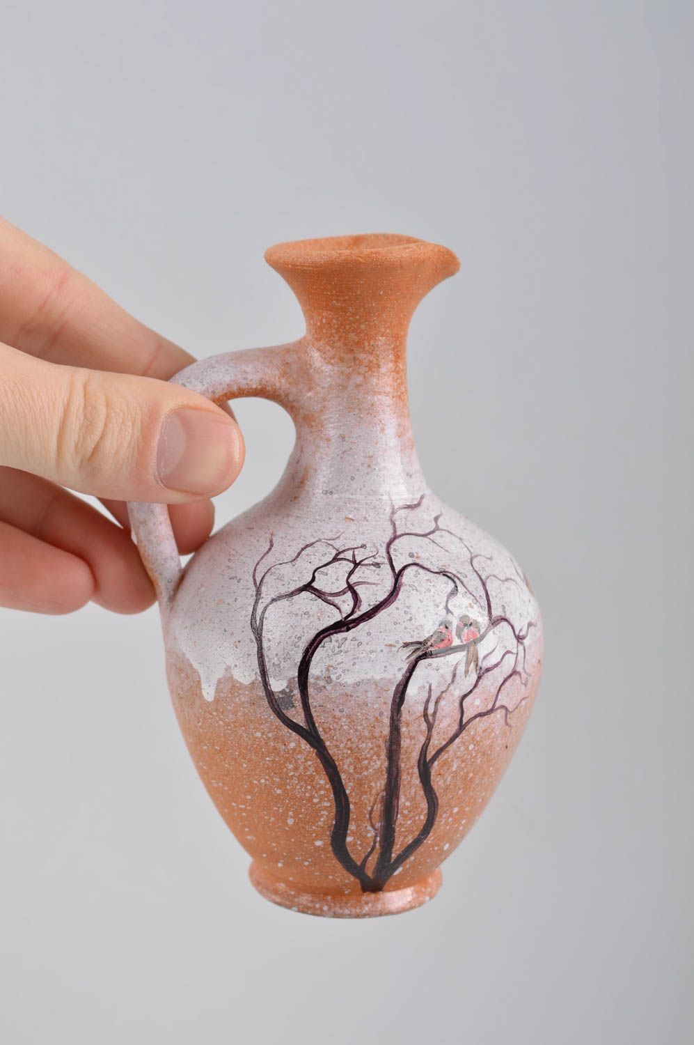 Cruche à l'eau Vaisselle miniature fait main avec peinture Figurine céramique photo 5