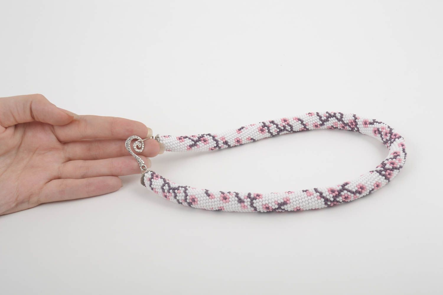 Handmade beautiful elegant necklace stylish crocheted necklace cute jewelry photo 4