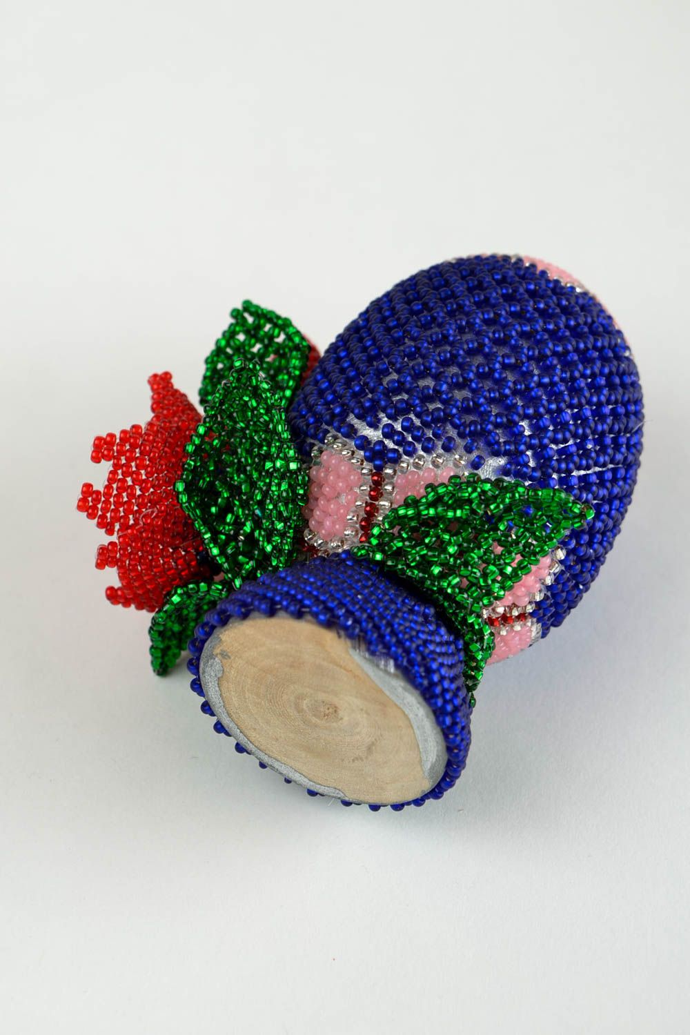 Huevo decorativo con abalorios hecho a mano objeto de decoración regalo original foto 4