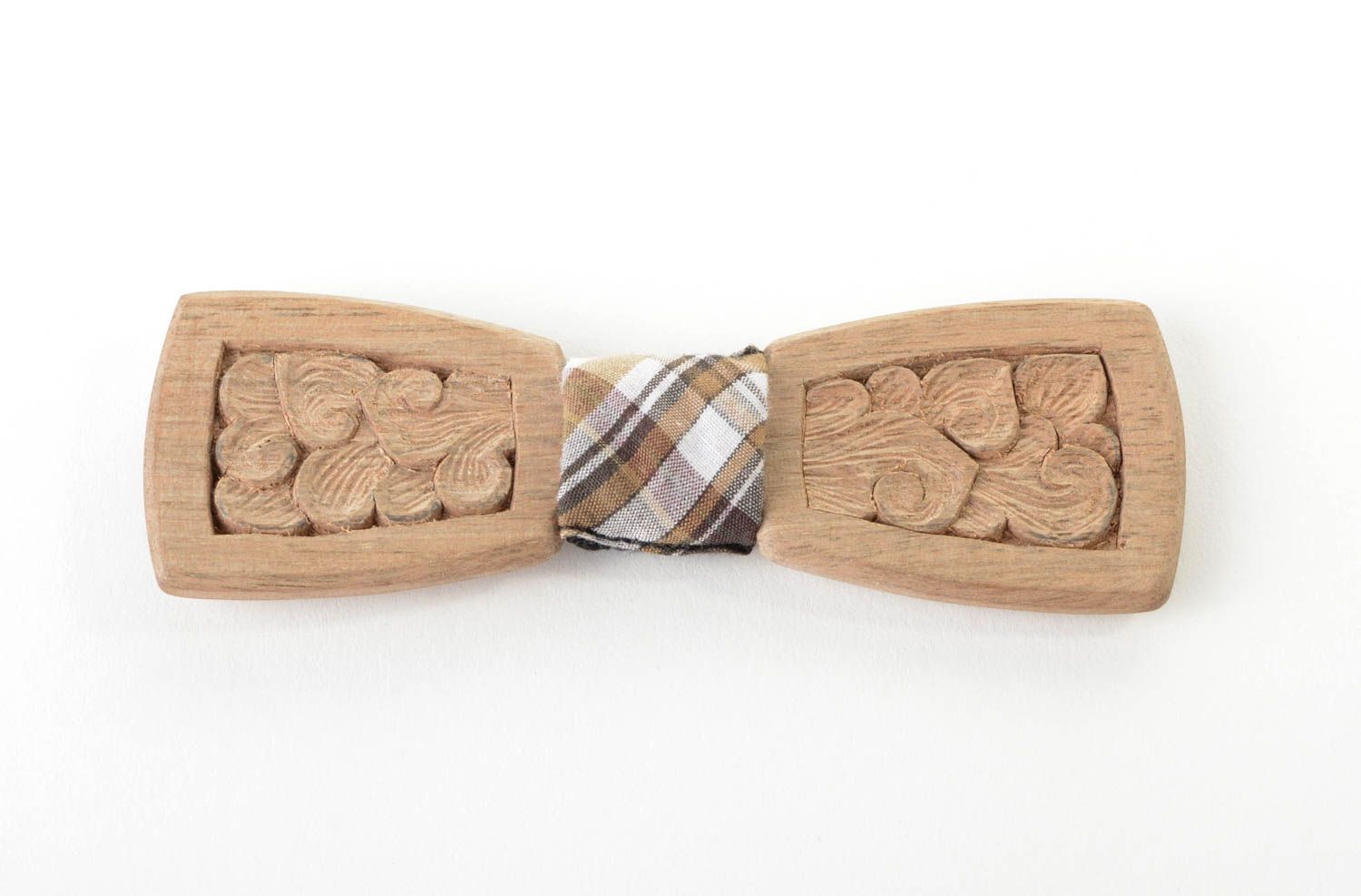 Helle Fliege aus Holz handmade Accessoire für Männer Krawatte Fliege gemustert foto 4