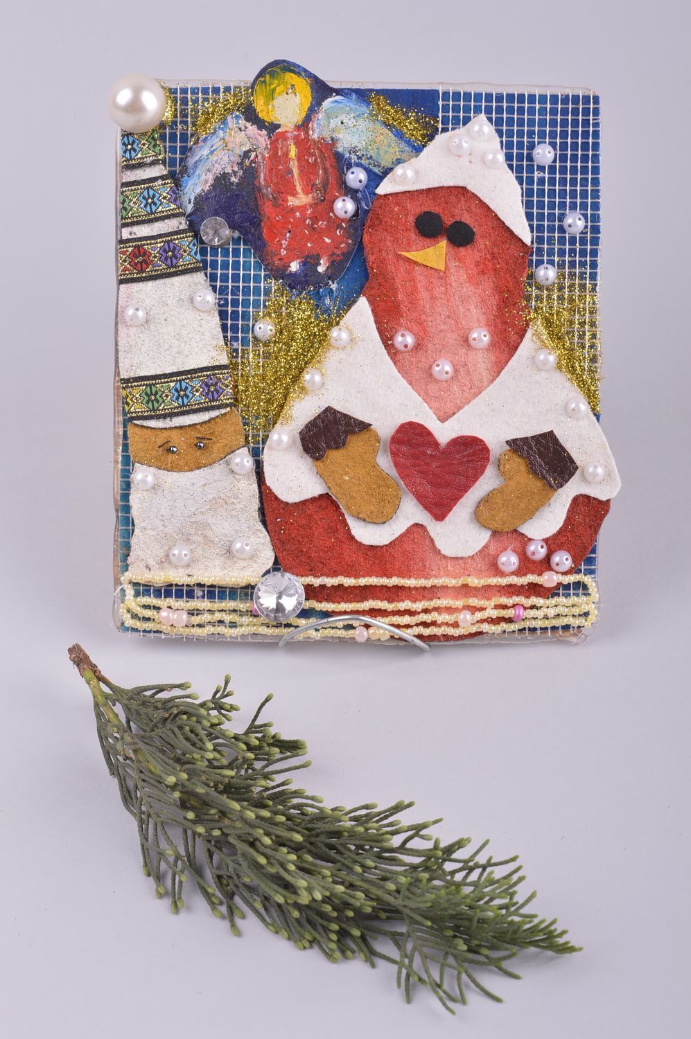Panel decorativo artesanal adorno navideño decoración de pared o de mesa foto 1
