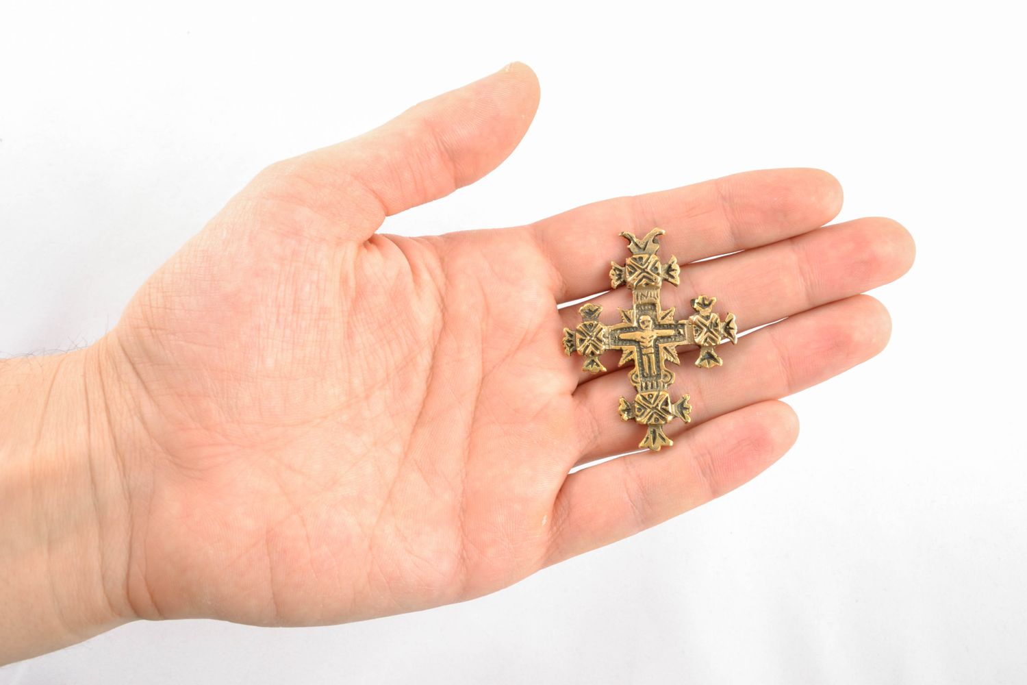 Amuleto zgard fatto a mano a forma di croce di bronza accessorio originale 
 foto 1
