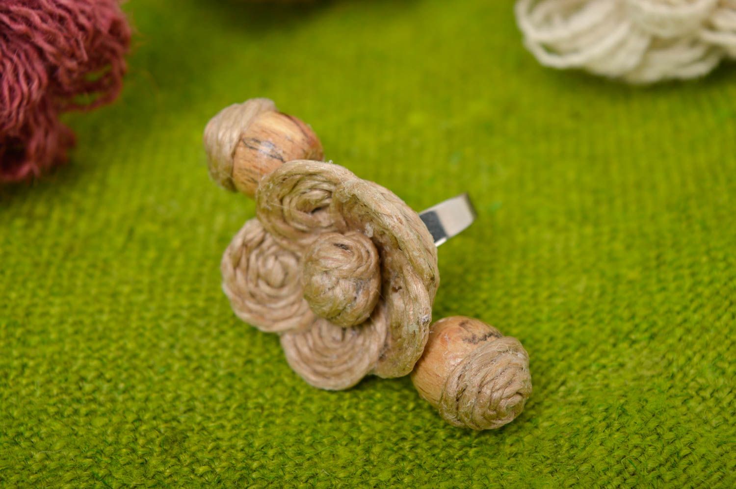 Handmade Blumen Ring aus Bindfaden Damen Modeschmuck Accessoire für Frauen foto 1