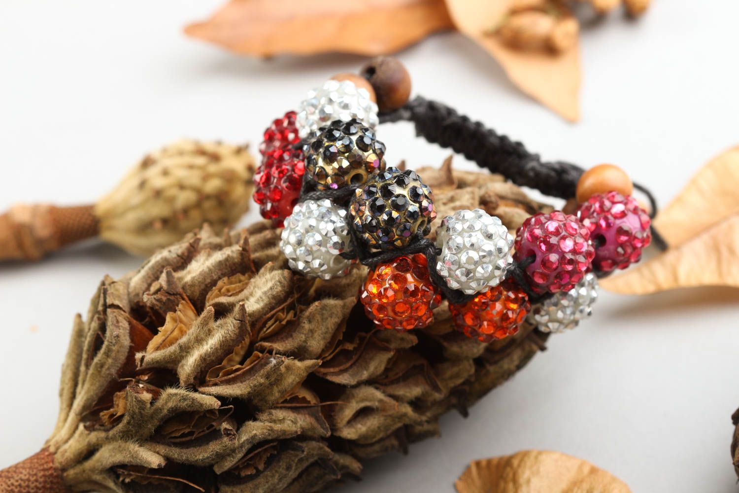 Bracelet mode fait main Bijou fantaisie perles de strass cordons Cadeau femme photo 2
