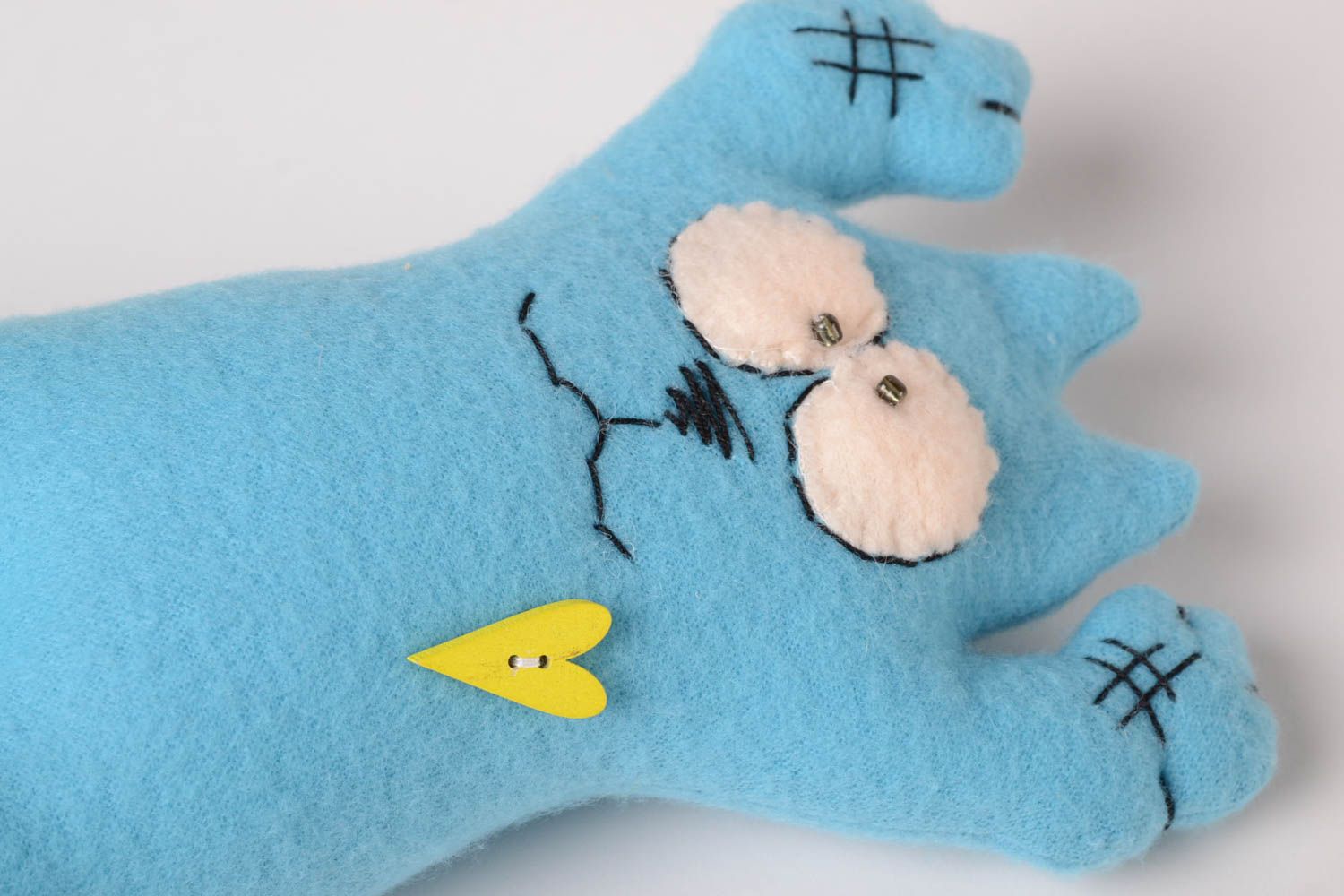 Jouet mou fait main Déco maison chat bleu ciel design Cadeau pour enfant photo 5