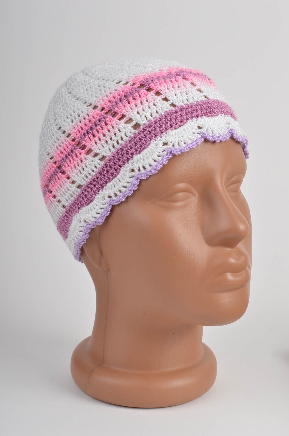 Bonnet tricot Chapeau au crochet fait main acrylique coton Vêtement enfant photo 2