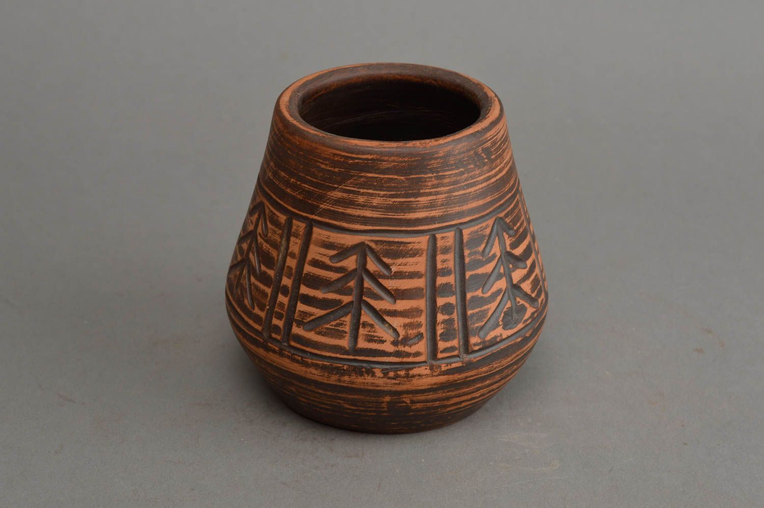 Keramik Becher ohne Henkel mit Muster ethnisch schön künstlerisch handmade 250ml foto 3