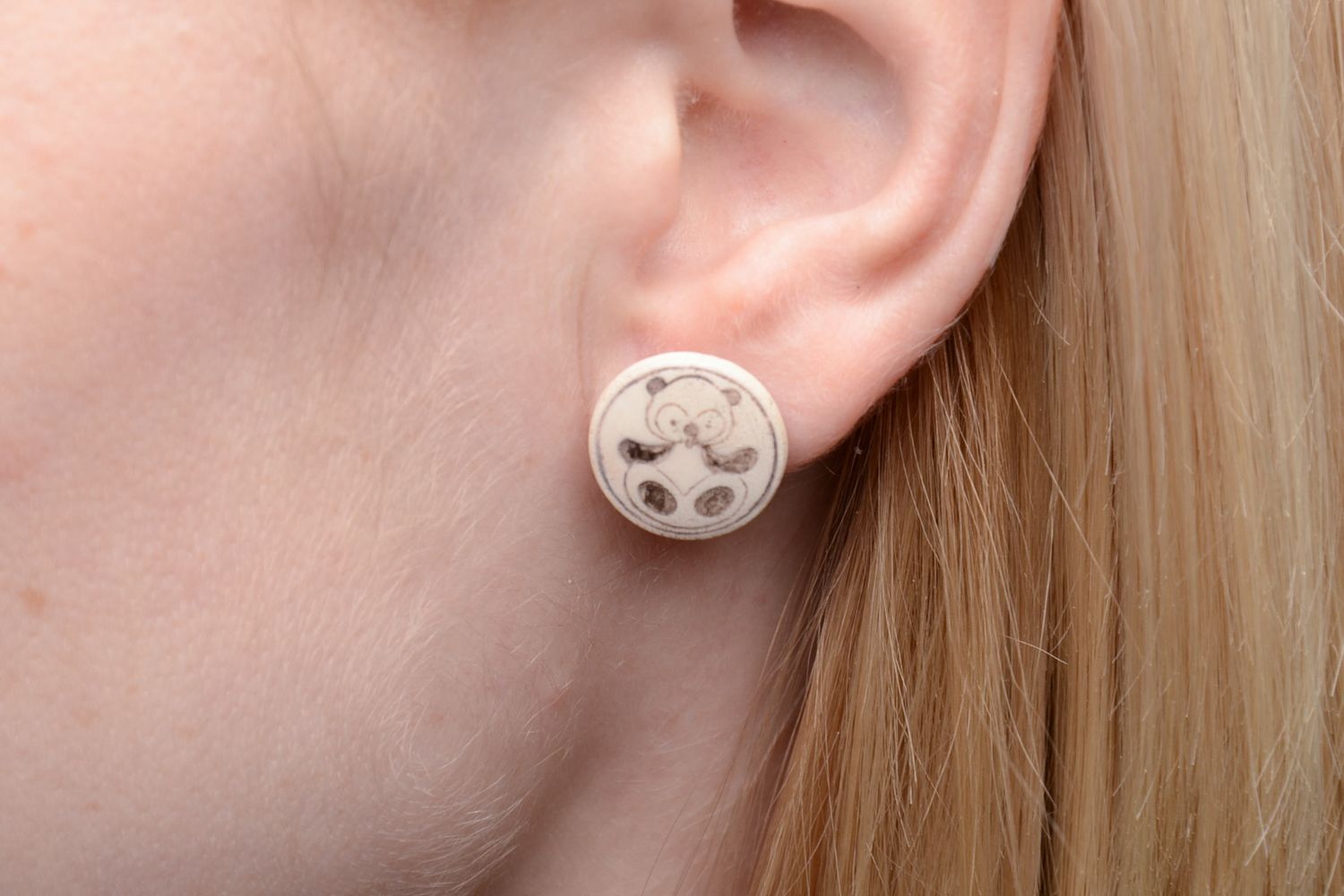 Handmade clay stud earrings photo 2