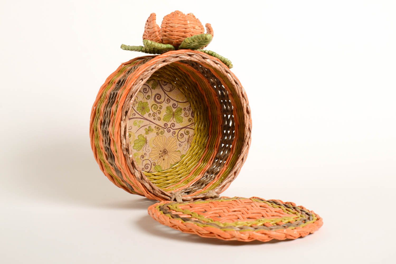 Декор кухни ручной работы хлебница из газетных трубочек плетеная хлебница  фото 4