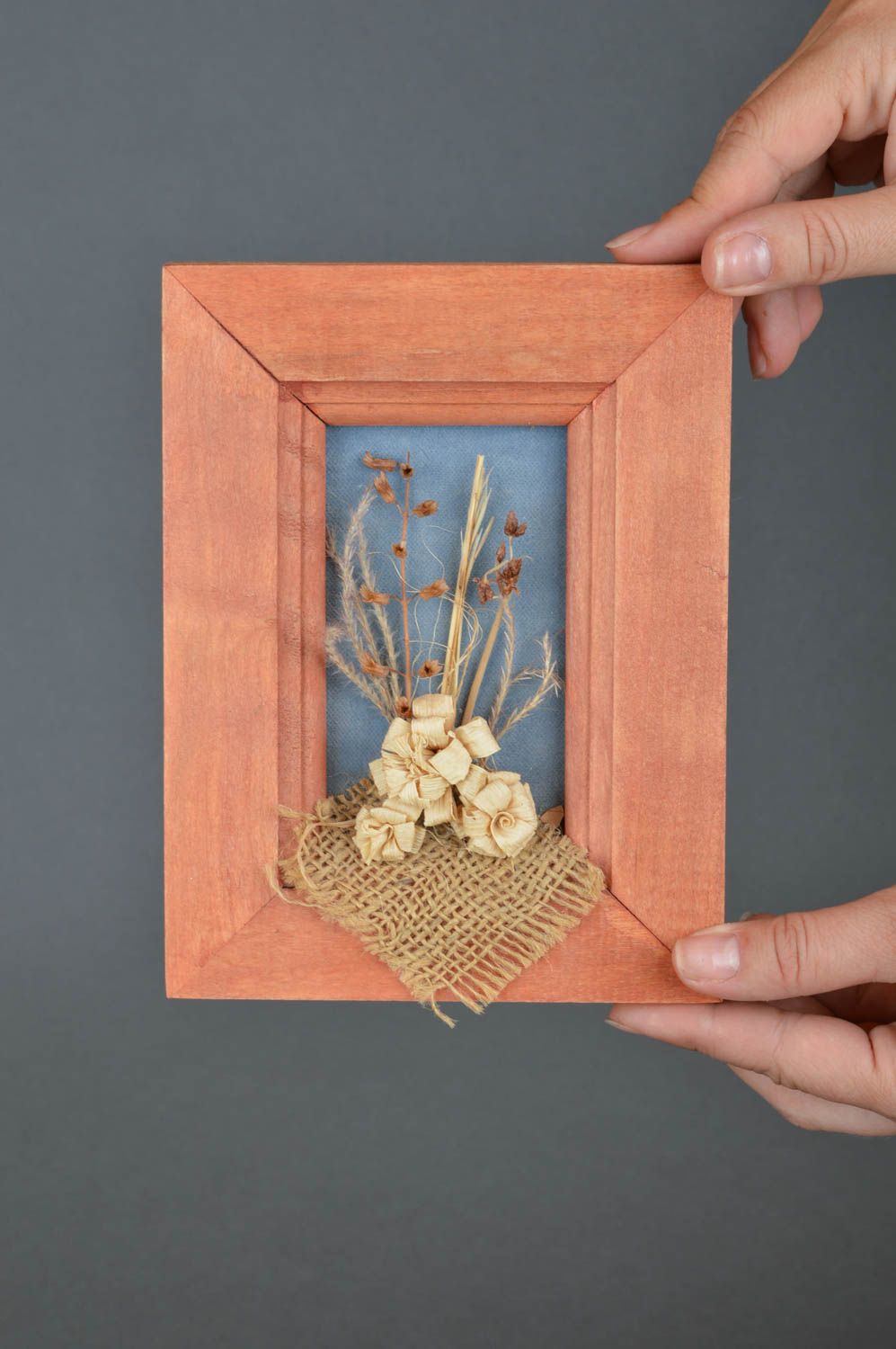 Cuadro de hojas secas de maíz artesanal bonito decoración de pared original foto 3