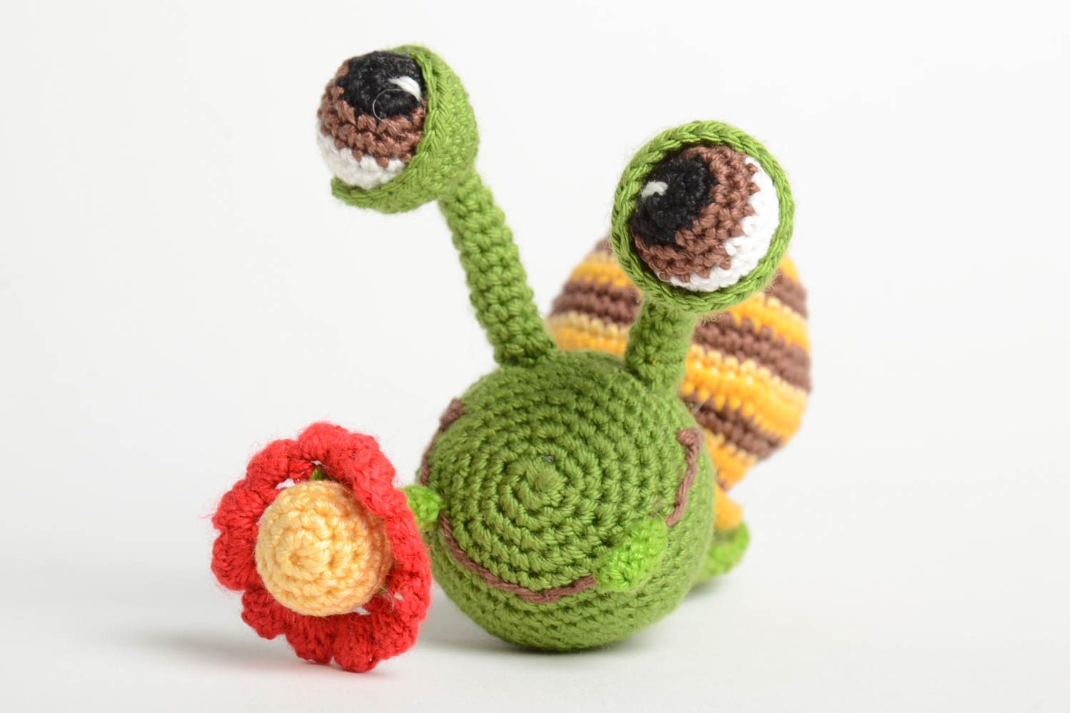 Handmade interior figurine snail toy unique crocheted stuffed doll present idea photo 3