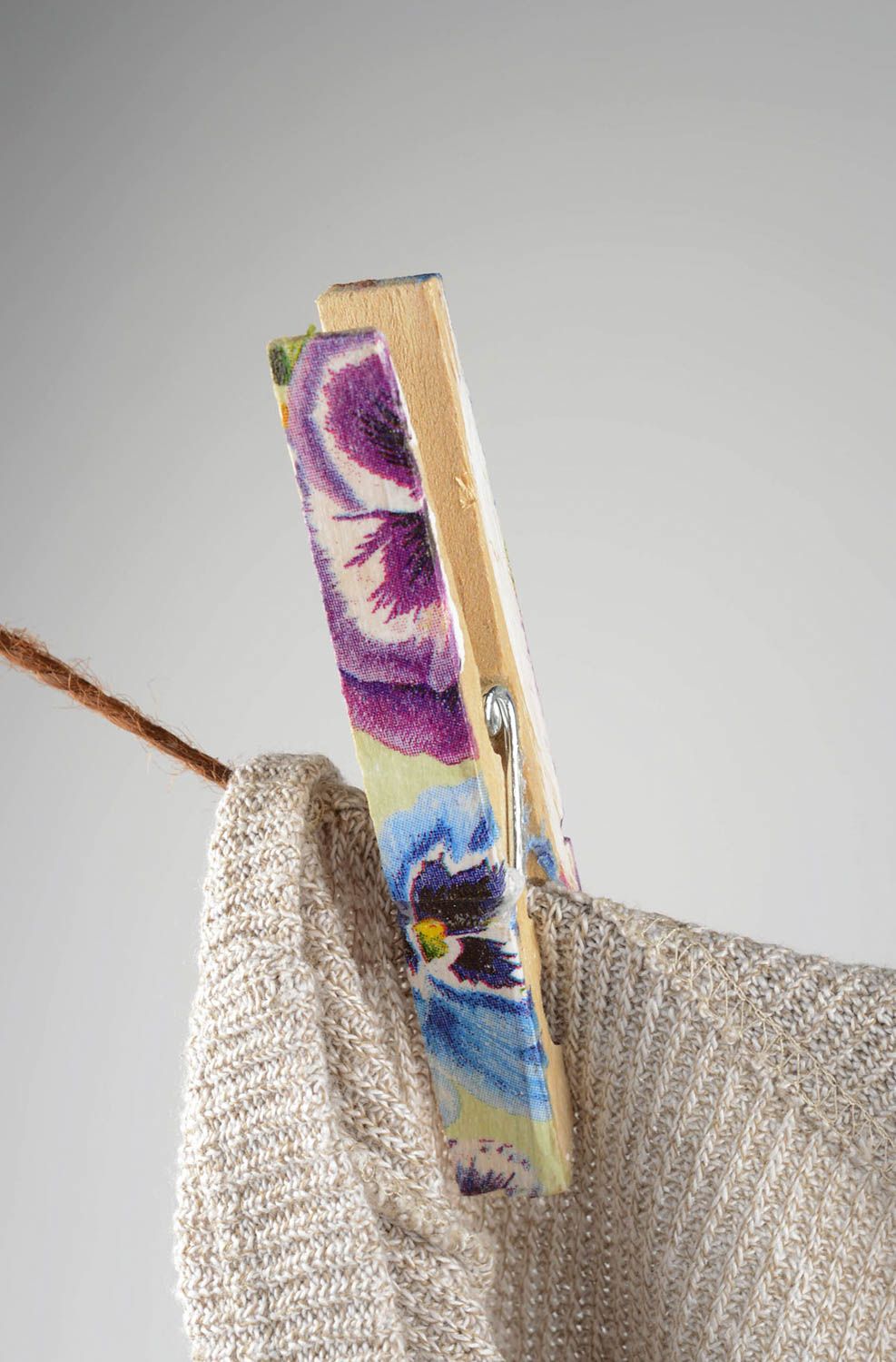 Pinces à linge faites main Décoration maison motif floral Accessoires de ménage photo 5