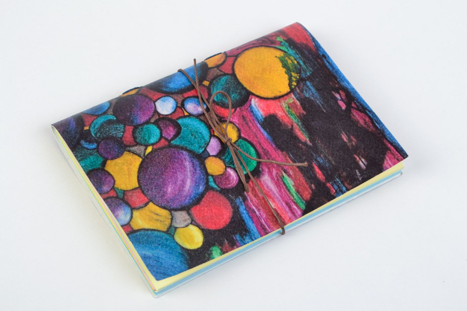 Wunderschöner farbiger Notizblock aus Stoff aus Karton 48 Seiten Kugeln foto 1