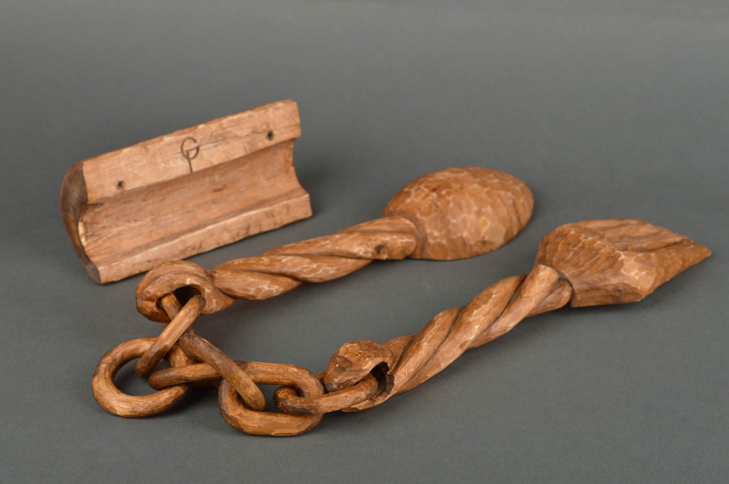 Tenedor y cuchara de madera hechas a mano utensilios de cocina regalo original foto 3
