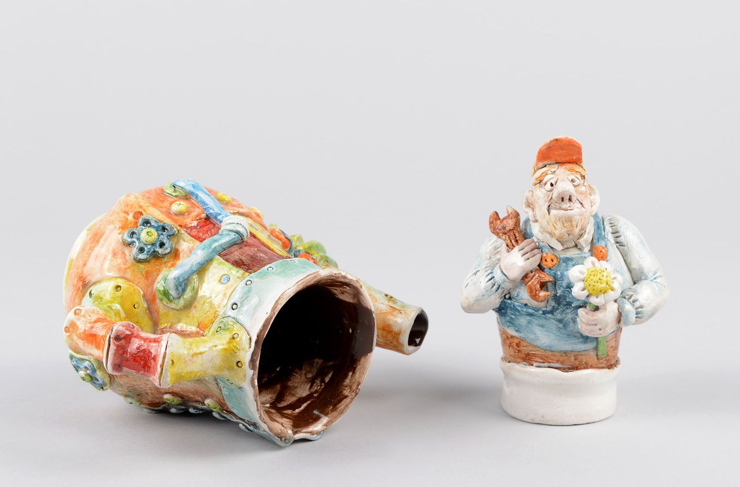 Handmade ceramic figurine decorative teapot unusual gift ideas for decor only photo 4