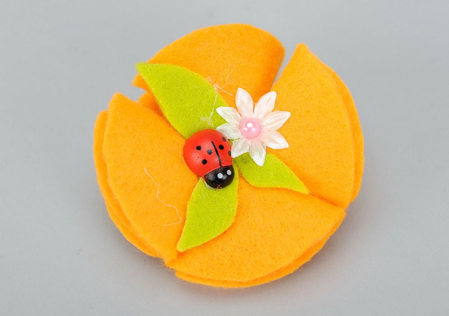 Chidren hairpin made of felt Ladybug photo 4
