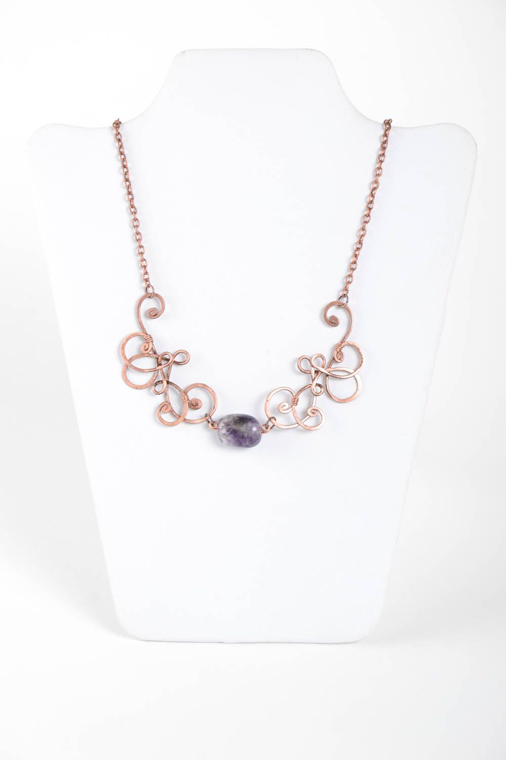 Handmade vintage pendant natural stone pendant copper jewelry copper pendant photo 2