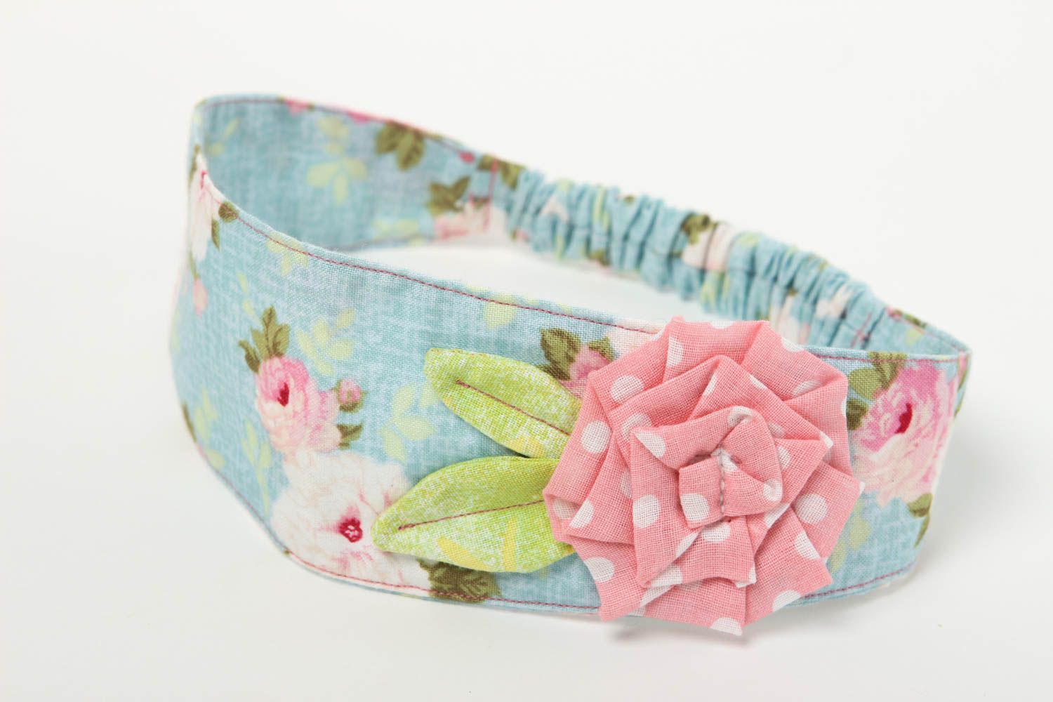 Blumen Haarband handmade breites Haarband originelles Geschenk aus Baumwolle foto 2