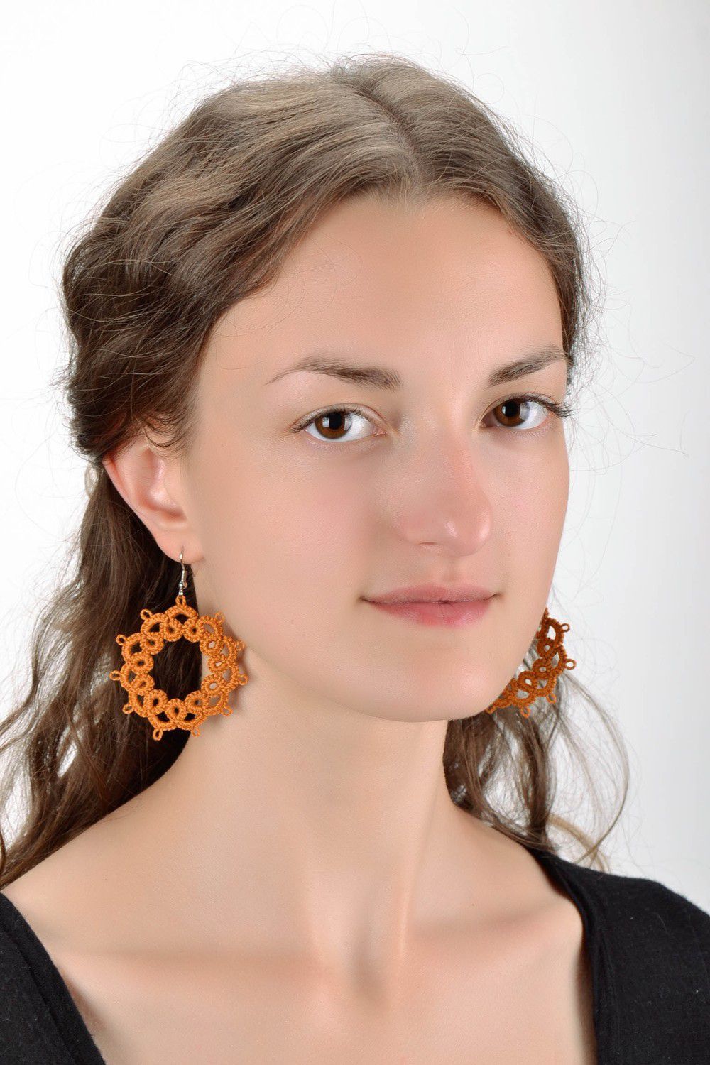 Earrings made from woven lace Little star photo 5