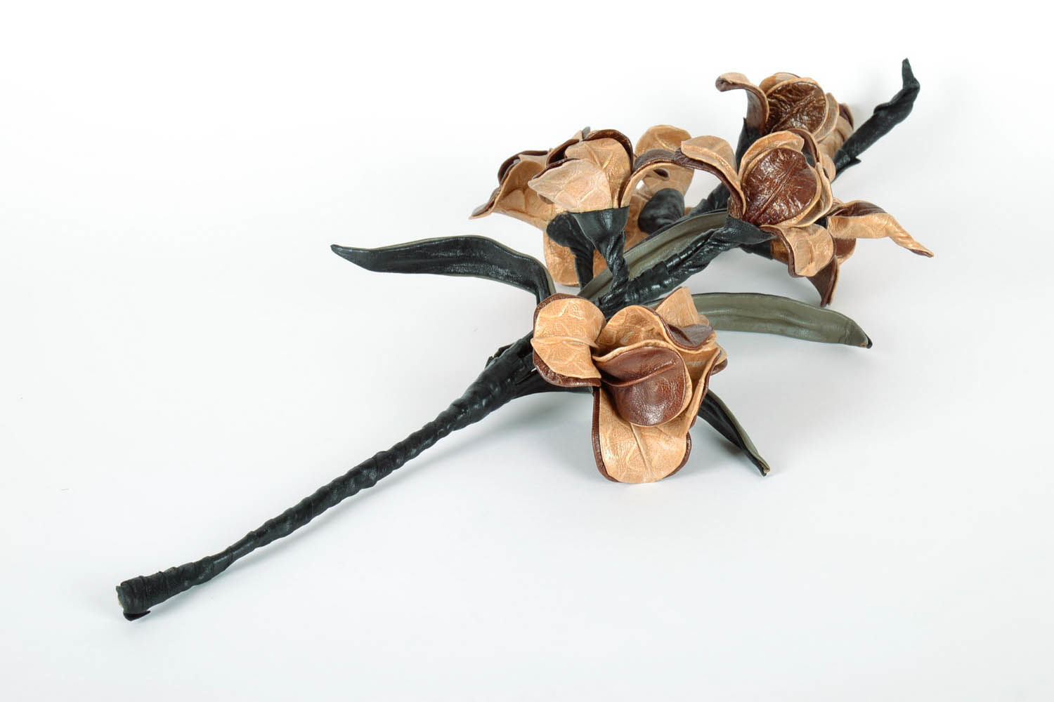 Schöne Zier-Blume aus echtem Leder foto 2