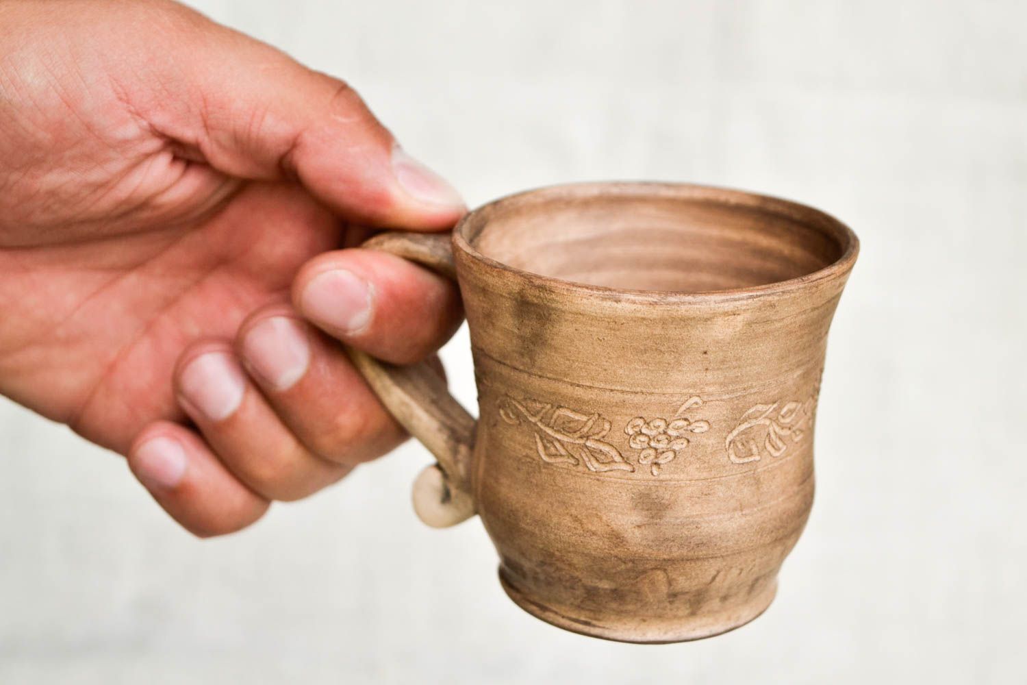 Handgemachte Keramiktasse Kaffee Tasse Ton Geschirr Designer Tasse schön foto 2