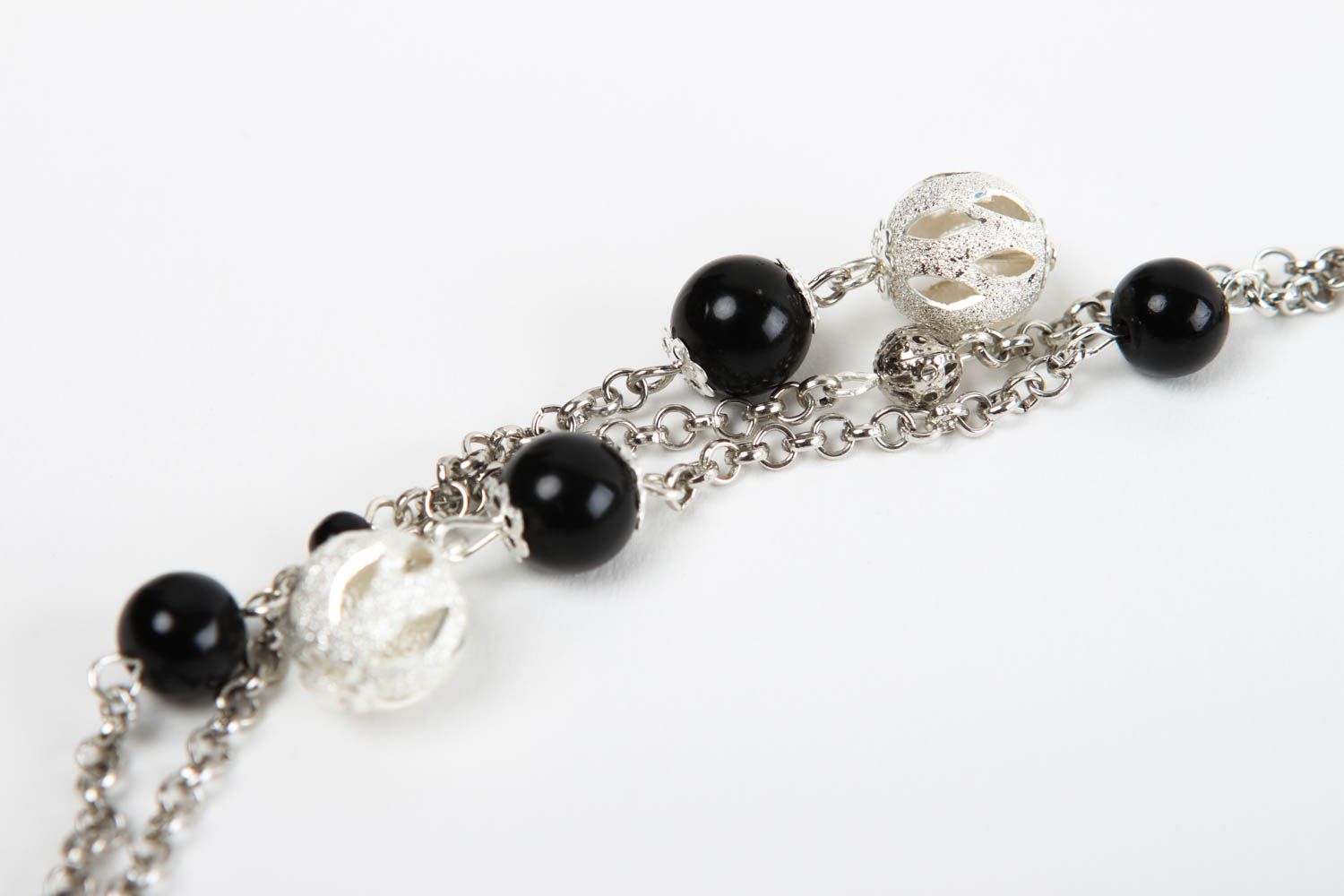 Collier perles fantaisie fait main Bijou femme Сollier métal Cadeau femme photo 3