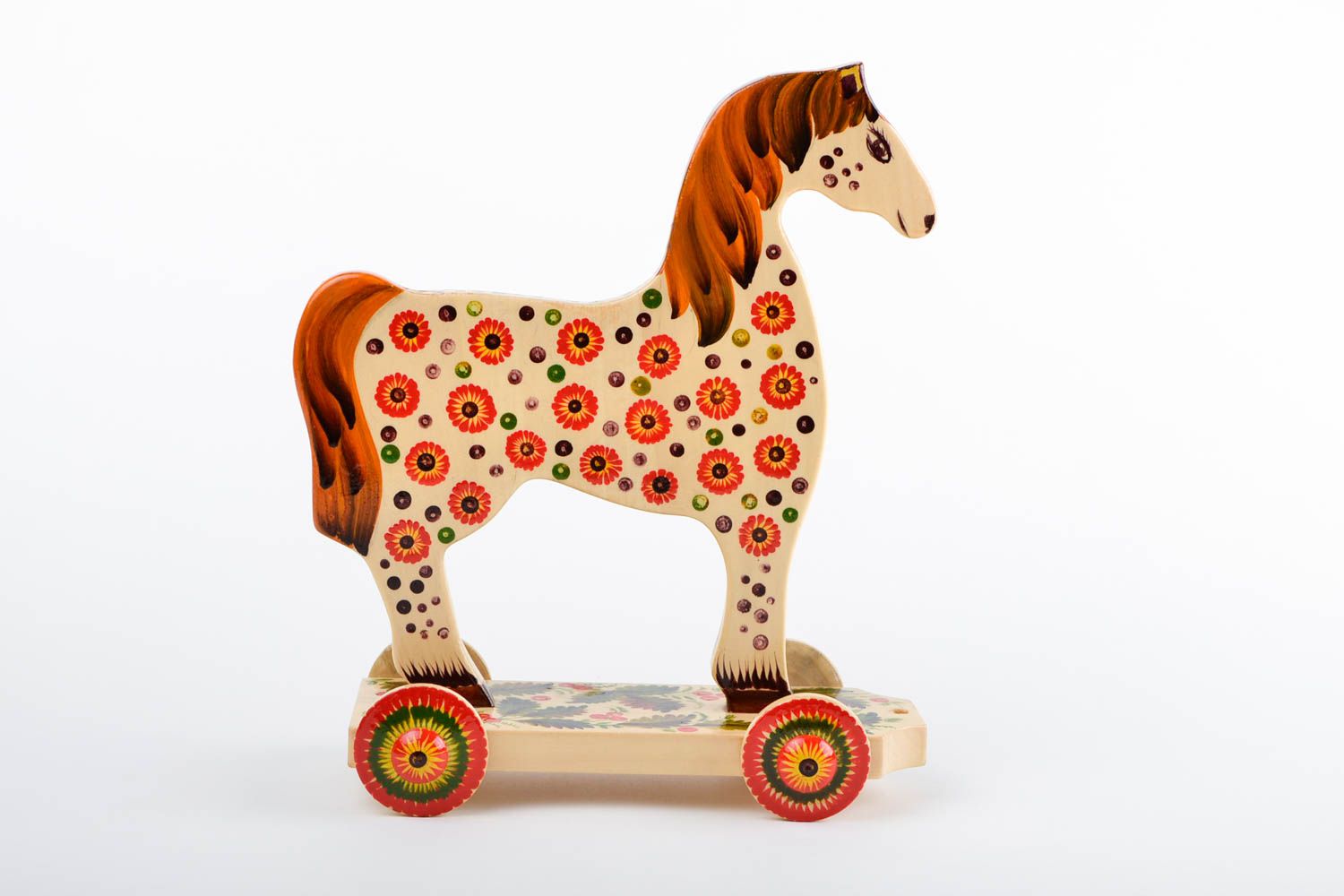 Jouet cheval fait main Cheval en bois peint pour enfant Cadeau original photo 4