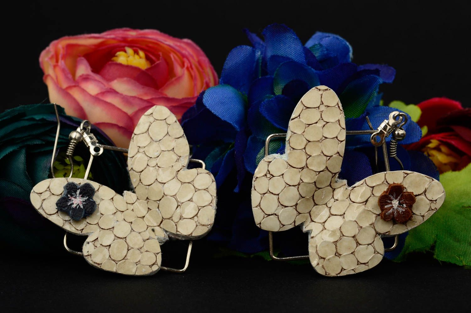 Handmade Leder Ohrringe Damen Schmuck Accessoire für Frauen ausgefallen  foto 1