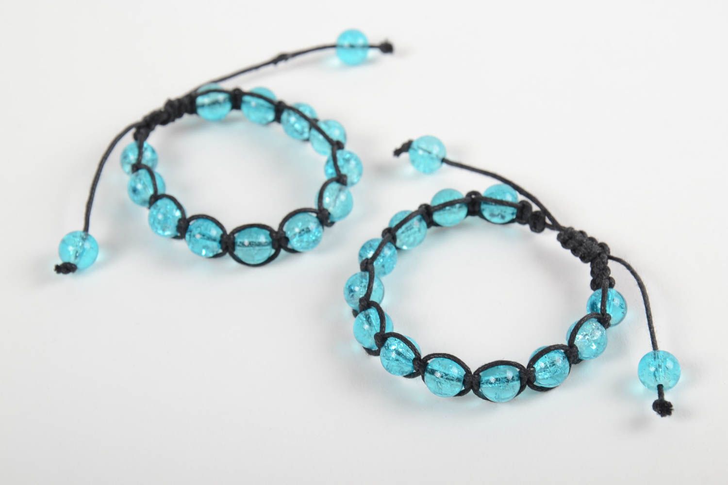Bracelets textiles Bijoux fait main Accessoires femme 2 pièces perles en verre photo 5