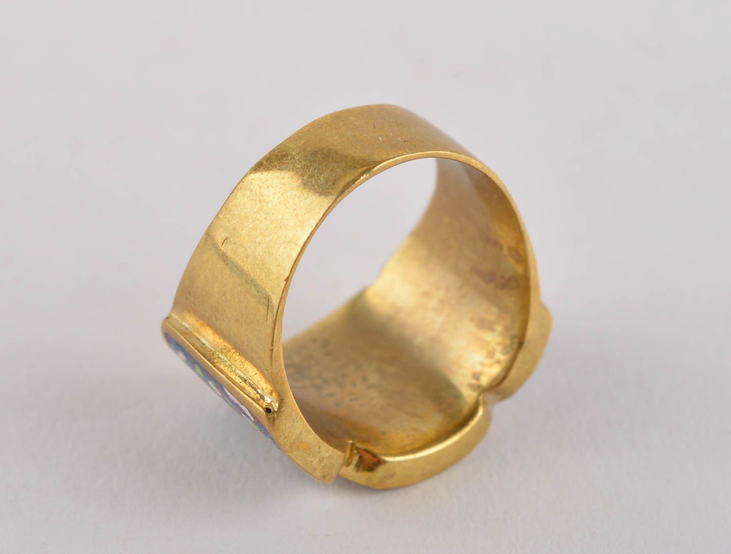 Кольцо ручной работы украшение из латуни модное кольцо стильное широкое фото 5