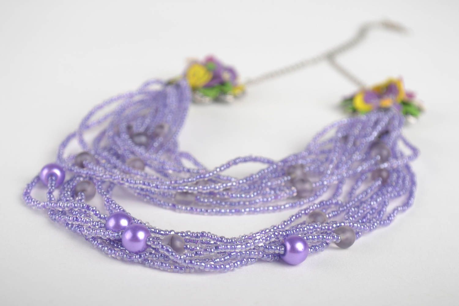Collier multirang violet Bijou fait main en perles de rocaille Cadeau femme photo 2