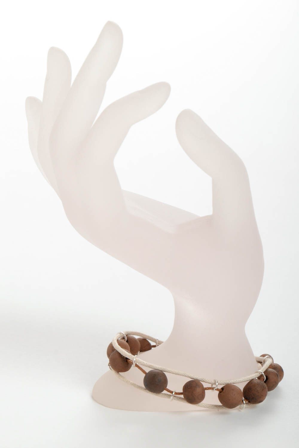 Bracelet céramique Bijou fait main en cordon ciré insolite Accessoire femme photo 3