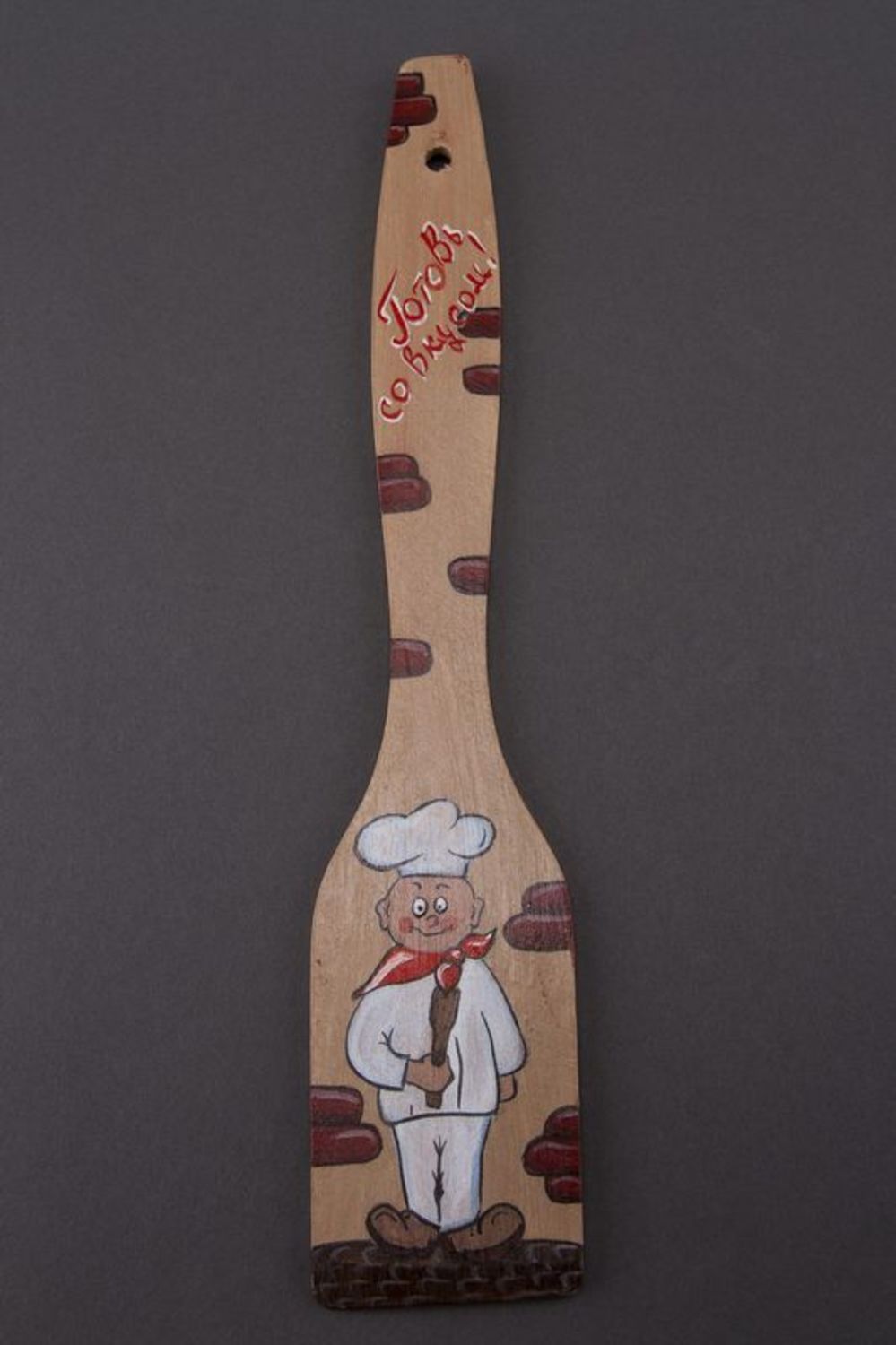 Wooden kitchen spatula with painting  photo 4