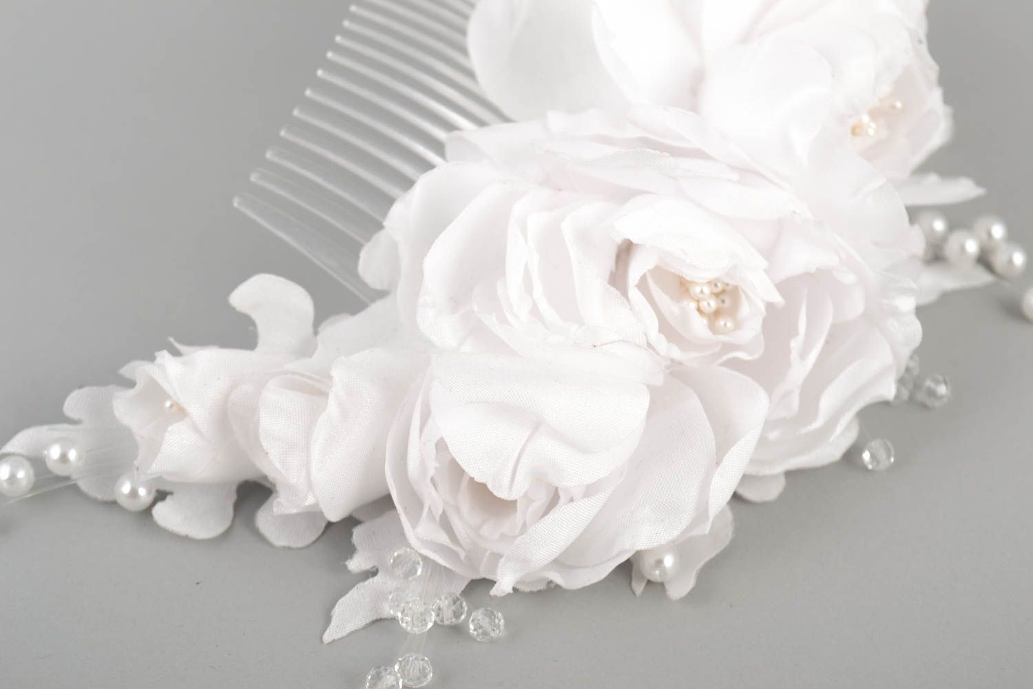 Handmade Haarschmuck Kamm Haarschmuck Blüten Hochzeits Accessoire weiß foto 2