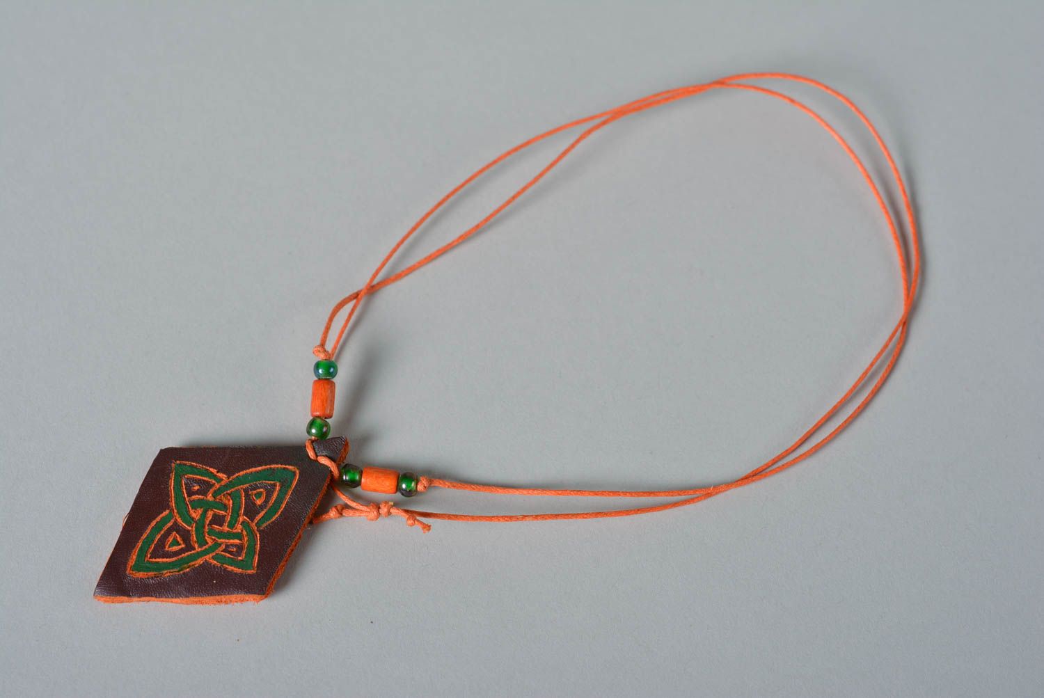 Handmade pendant unusual necklace leather jewelry designer accessories photo 3