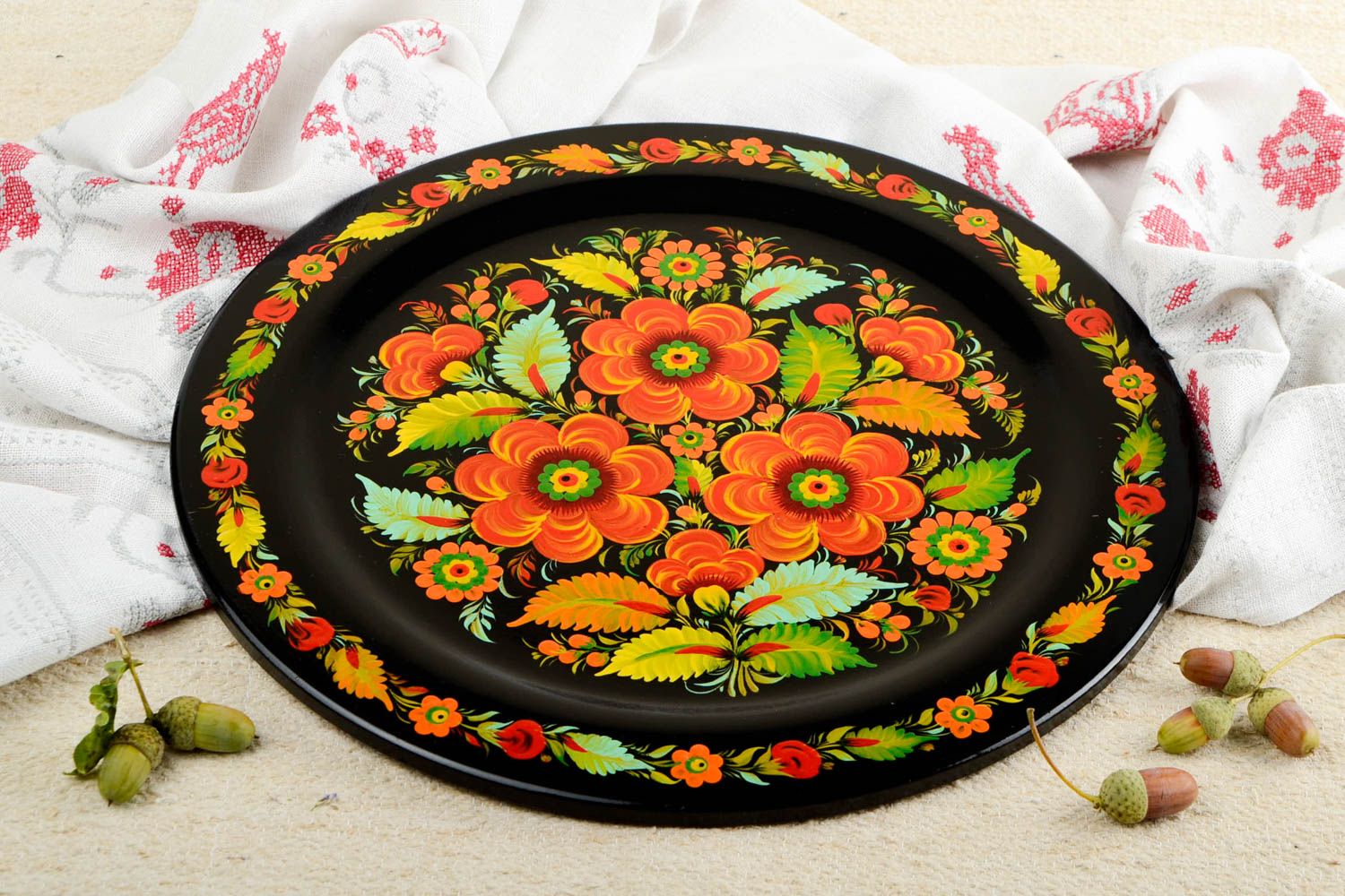 Декор на стену ручной работы интерьерная декоративная тарелка расписная посуда фото 1