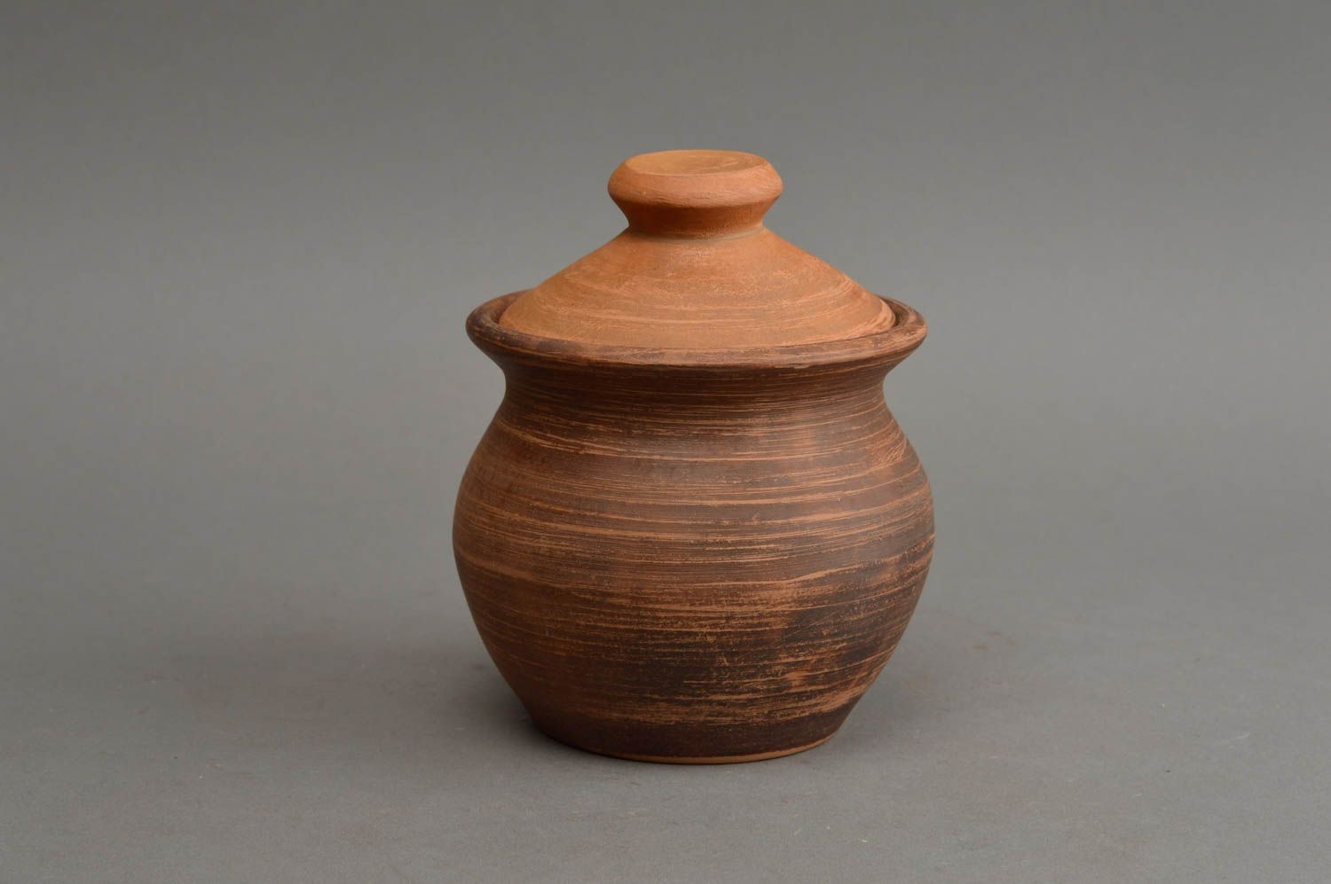 Small handmade designer ceramic pot with lid 200 ml eco friendly kitchenware photo 2