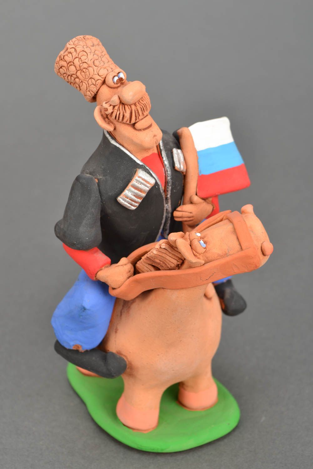 Handmade ceramic figurine Cossack on Horse photo 3
