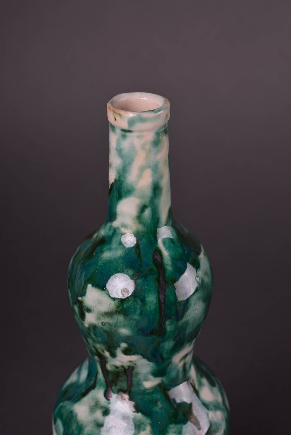 Посуда ручной работы глиняная бутылка зеленая керамическая бутылка 700 мл фото 5