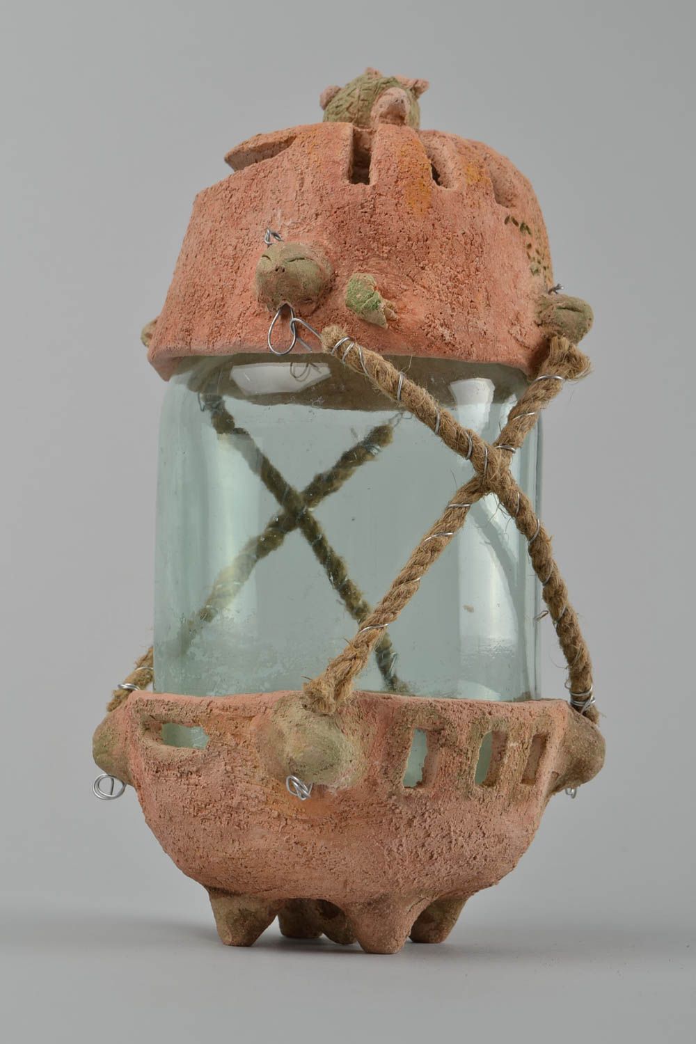 Handgefertigt Kerzenhalter Keramik Wohnzimmer Deko Teelichthalter aus Ton  foto 3