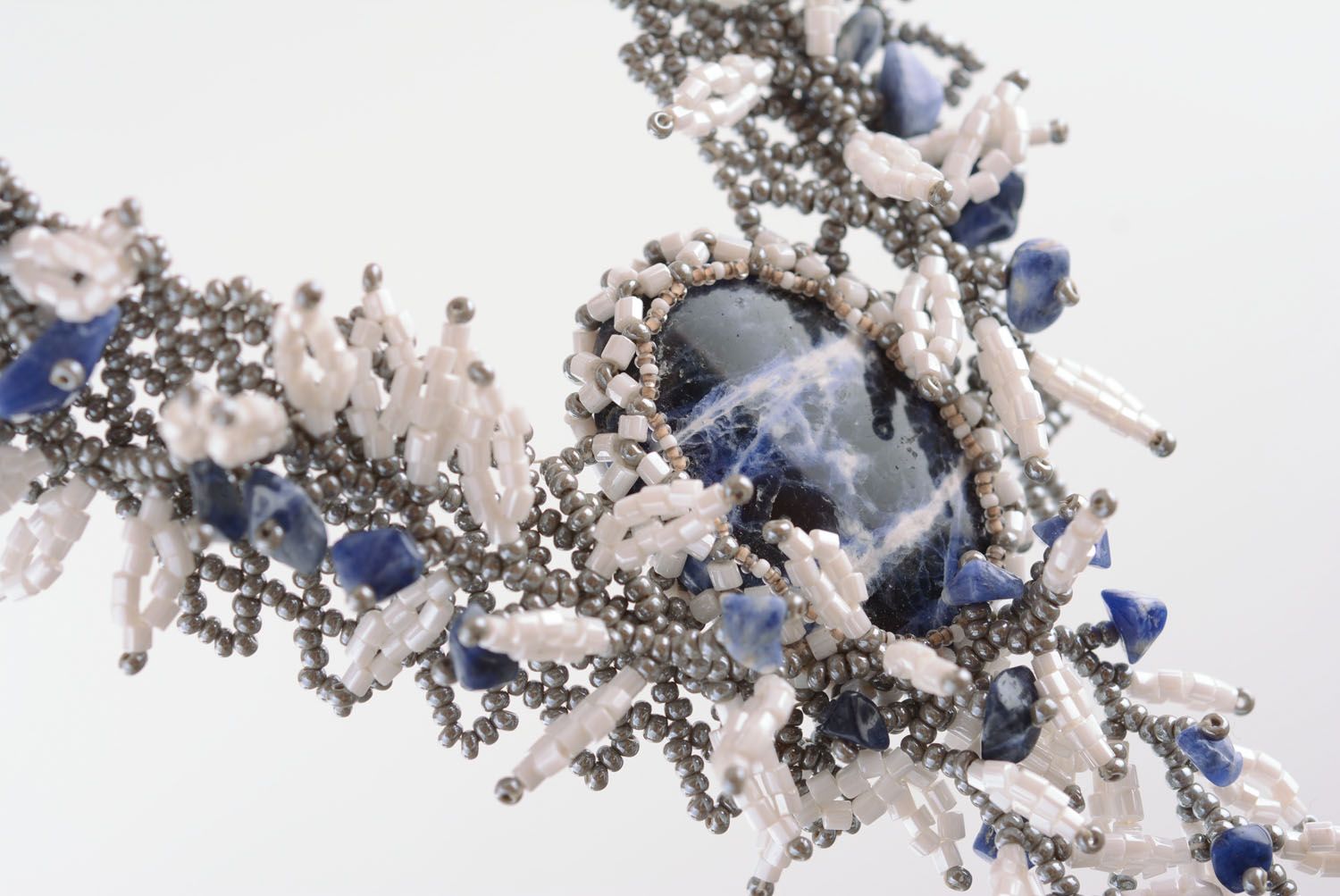 Beaded necklace with lapis lazuli stone photo 4