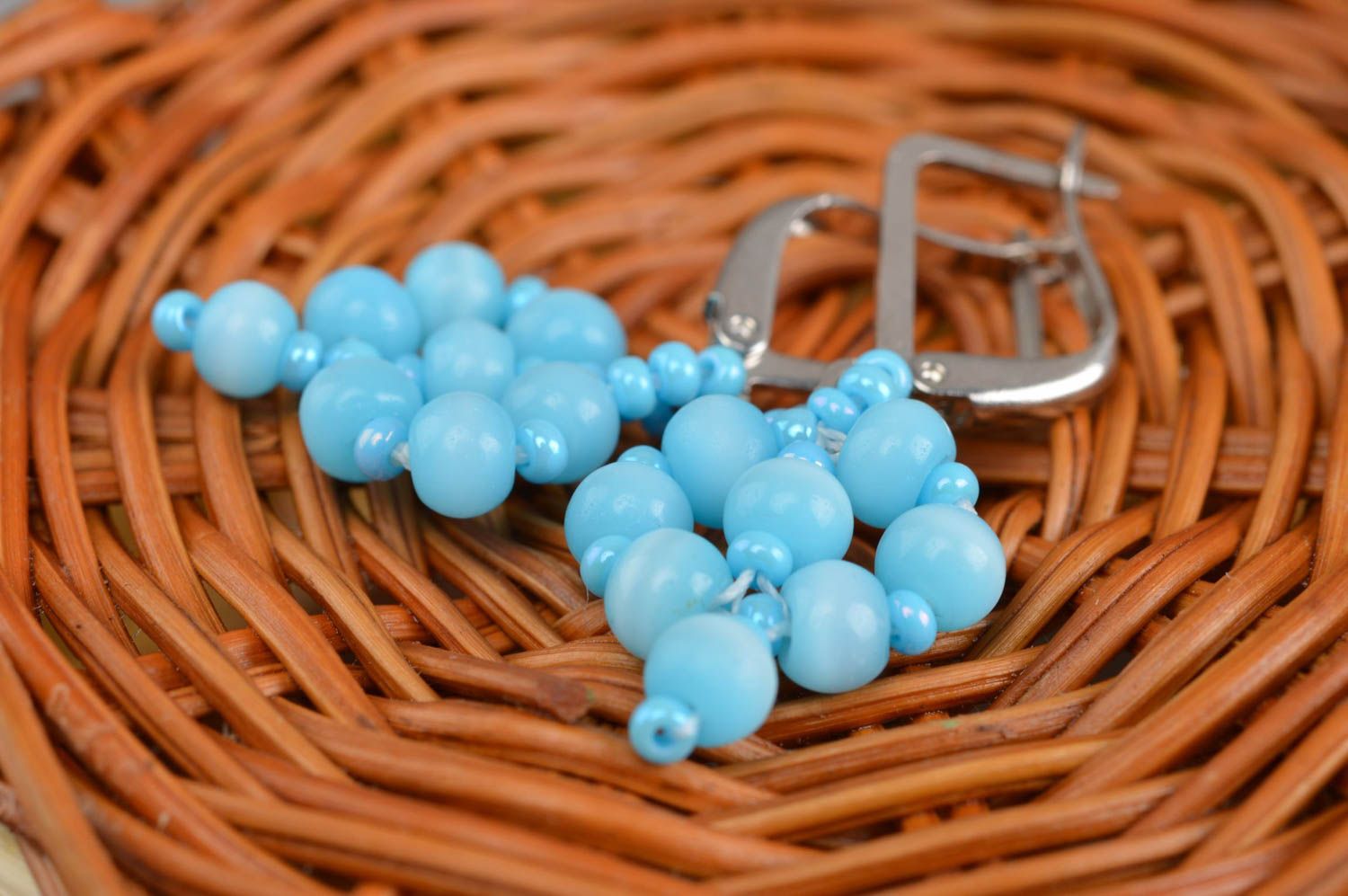 Handmade earrings made of natural stone cat's eye jewelry turquoise accessories photo 3
