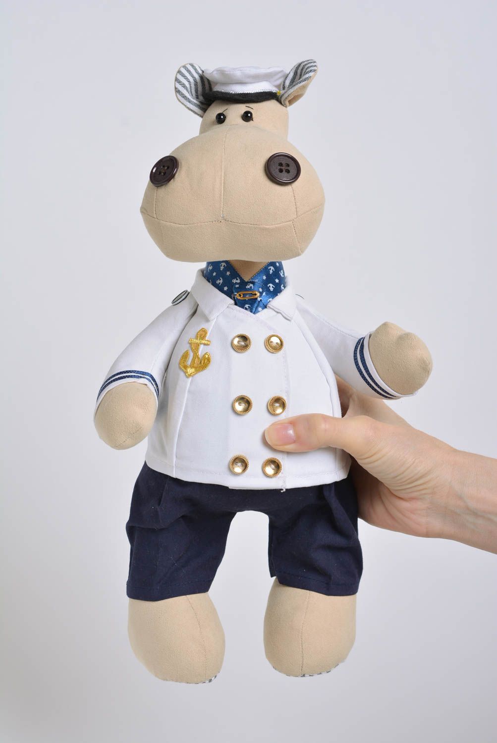 Jouet hippopotame marin en tissu de coton fait main décoratif cadeau original photo 5