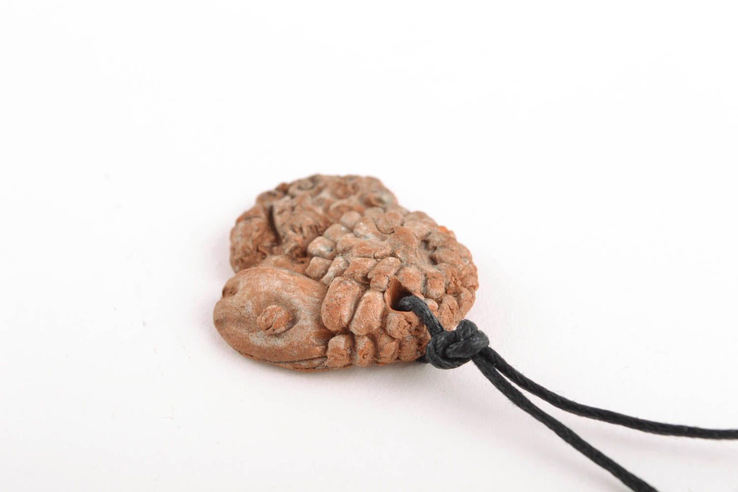 Ethnic clay pendant with cord photo 5