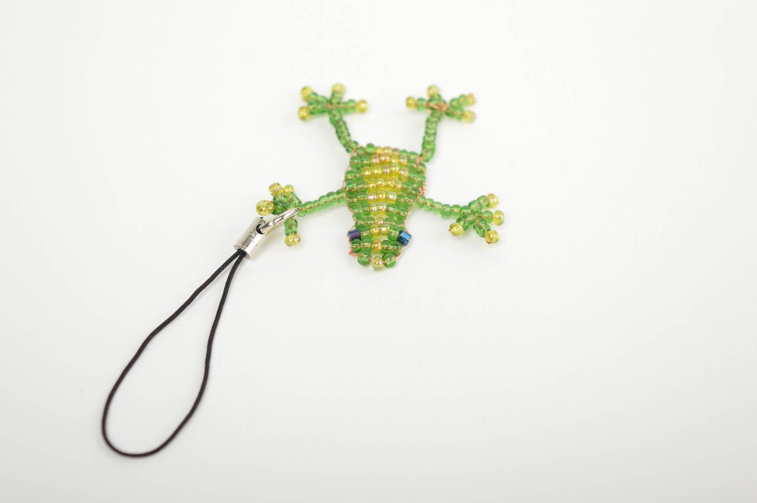 Handmade unusual gift handmade keychain beaded frog mobile phone strap key charm photo 4