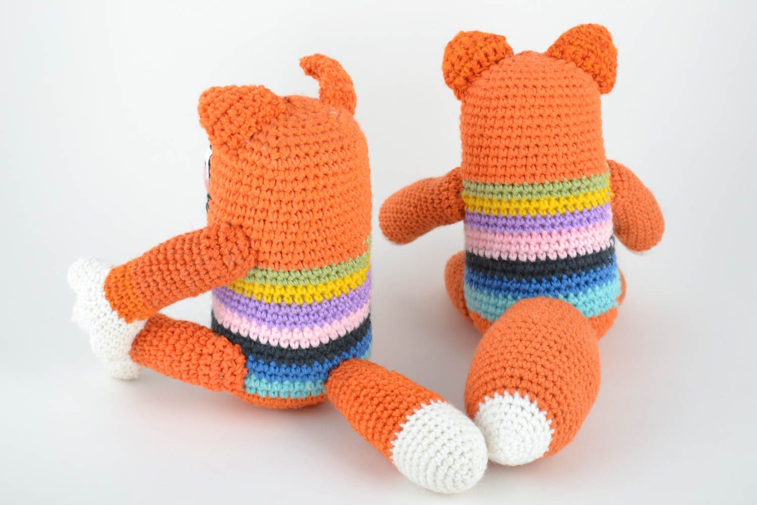 Set of 2 handmade crocheted soft toys cute ginger foxes for children photo 4