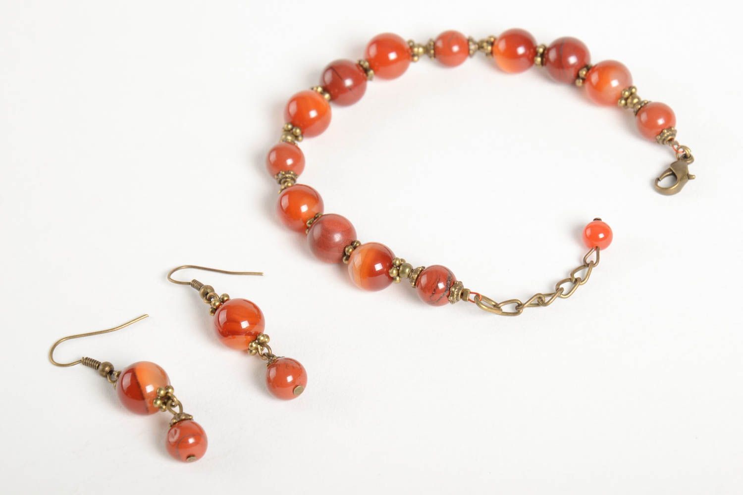 Handmade unusual jewelry set designer stylish bracelet elegant female earrings photo 4