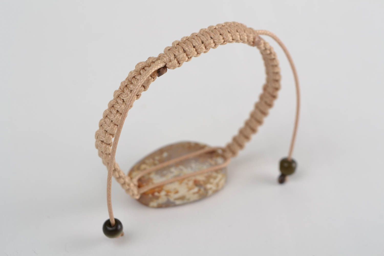 Bracelet fait main en lacets cirés et agate tressé accessoire pour femme photo 4
