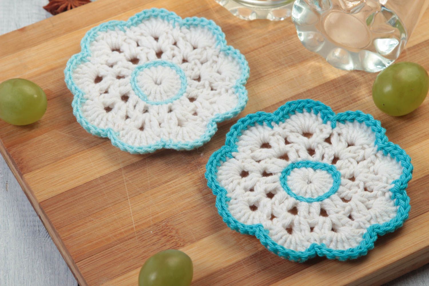 Set of 2 handmade crochet lace coasters beautiful hot pads home textiles photo 1